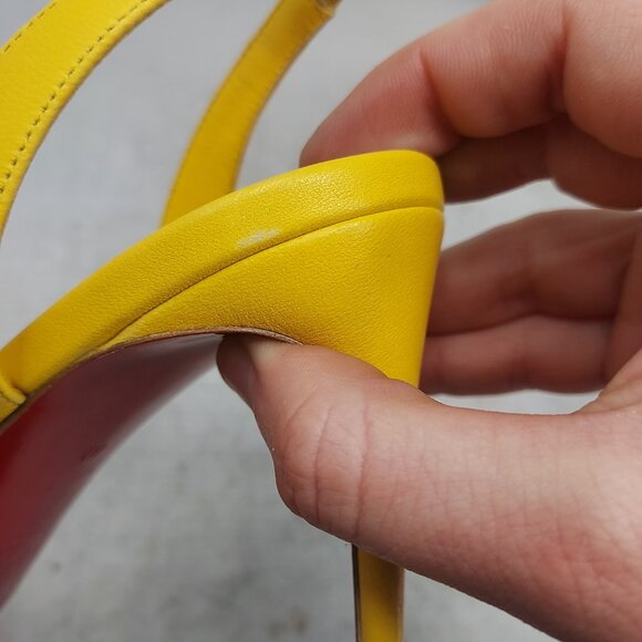 Christian Louboutin O Marylin Leather Yellow Strappy Heel Sandal - Picture 12 of 13